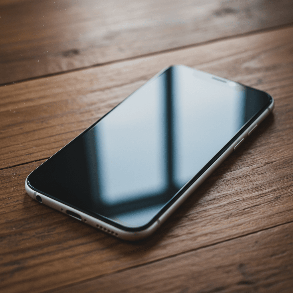 Refurbished phone with clean screen on desk